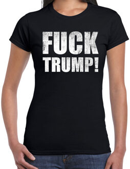 Bellatio Decorations Fuck trump protest t-shirt zwart voor dames 2XL