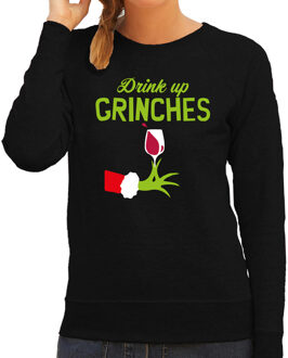 Bellatio Decorations Fun drank humor Kersttrui wijn drinken sweater zwart voor dames L - kerst truien