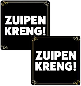 Bellatio Decorations Fun drankspel bierviltjes Zuipen kreng - 20x stuks - zwart - grappige bierviltjes