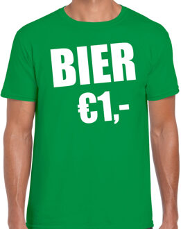 Bellatio Decorations Fun t-shirt - bier 1 euro - groen - heren - Feest outfit / kleding / shirt 2XL