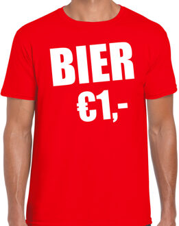 Bellatio Decorations Fun t-shirt - bier 1 euro - rood - heren - Feest outfit / kleding / shirt 2XL