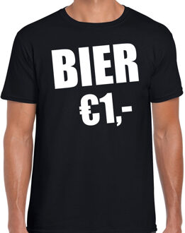 Bellatio Decorations Fun t-shirt bier 1 euro zwart voor heren