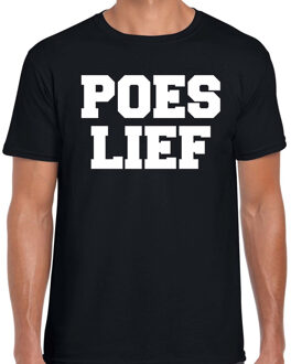 Bellatio Decorations Fun t-shirt poes lief zwart voor heren - fun tekst t-shirt
