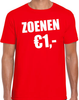 Bellatio Decorations Fun t-shirt - zoenen 1 euro - rood - heren - Feest outfit / kleding / shirt 2XL