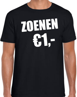 Bellatio Decorations Fun t-shirt - zoenen 1 euro - zwart - heren - Feest outfit / kleding / shirt 2XL