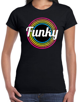 Bellatio Decorations Funky verkleed t-shirt zwart voor dames - 70s, 80s party verkleed outfit 2XL - Feestshirts