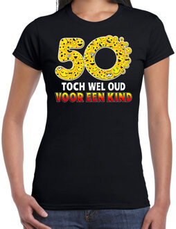 Bellatio Decorations Funny emoticon 50 toch wel oud voor een kind cadeau shirt zwart L