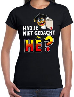 Bellatio Decorations Funny emoticon geslaagden t-shirt Niet gedacht he zwart dames 2XL