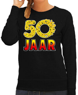 Bellatio Decorations Funny emoticon sweater 50 Jaar zwart dames 2XL