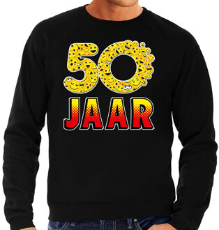 Bellatio Decorations Funny emoticon sweater 50 Jaar zwart heren 2XL (56)