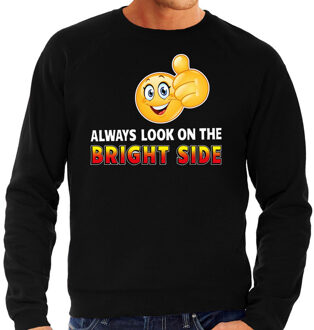 Bellatio Decorations Funny emoticon sweater Always look on the bright side zwart here 2XL (56)