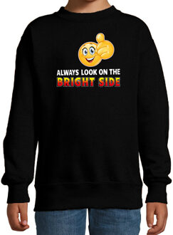 Bellatio Decorations Funny emoticon sweater Always look on the bright side zwart kids 12-13 jaar (152/164)