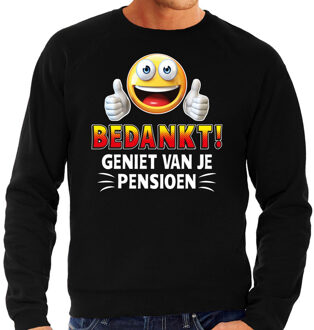 Bellatio Decorations Funny emoticon sweater Bedankt geniet van je pensioen zwart here L (52)