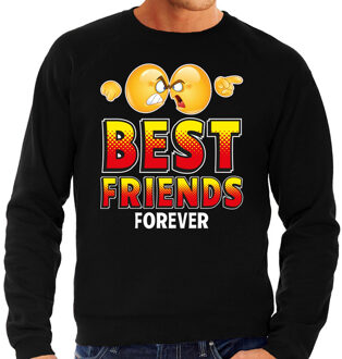 Bellatio Decorations Funny emoticon sweater Best friends forever zwart heren 2XL (56)