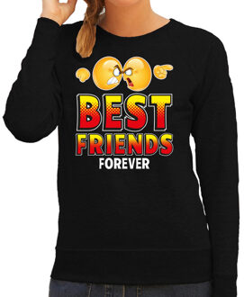 Bellatio Decorations Funny emoticon sweater Best friends forever zwart voor dames 2XL