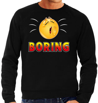 Bellatio Decorations Funny emoticon sweater Boring zwart heren 2XL (56)