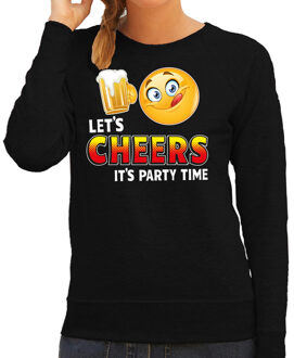 Bellatio Decorations Funny emoticon sweater Cheers its party time zwart dames 2XL