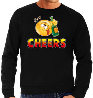 Bellatio Decorations Funny emoticon sweater Cheers zwart heren 2XL (56)