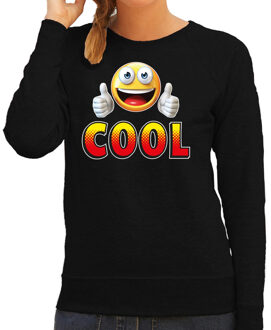 Bellatio Decorations Funny emoticon sweater Cool zwart dames XS