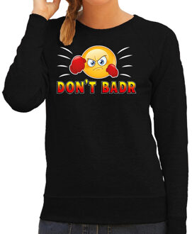 Bellatio Decorations Funny emoticon sweater Dont Badr zwart dames 2XL