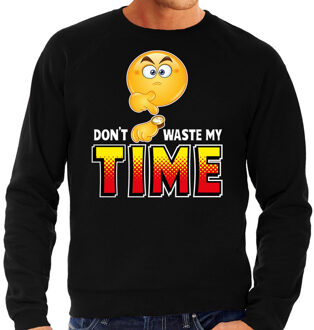 Bellatio Decorations Funny emoticon sweater Dont waste my time zwart heren 2XL (56)