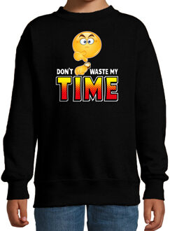 Bellatio Decorations Funny emoticon sweater Dont waste my time zwart kids 12-13 jaar (152/164)