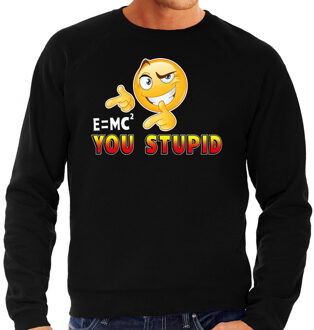 Bellatio Decorations Funny emoticon sweater E is MC kwadraat You stupid zwart heren 2XL (56)