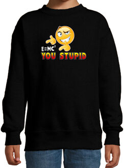 Bellatio Decorations Funny emoticon sweater E is MC kwadraat You stupid zwart kids 12-13 jaar (152/164)