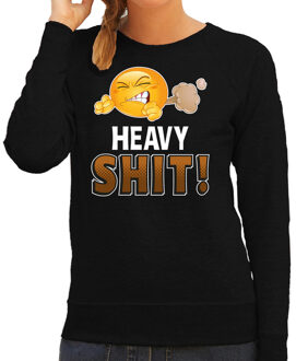 Bellatio Decorations Funny emoticon sweater Heavy SHIT zwart dames XS