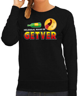 Bellatio Decorations Funny emoticon sweater Helemaal naar de getver zwart dames