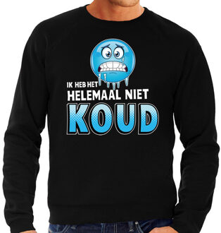 Bellatio Decorations Funny emoticon sweater Helemaal niet KOUD zwart heren 2XL (56)