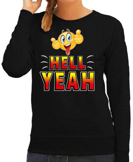 Bellatio Decorations Funny emoticon sweater Hell yeah zwart dames XS