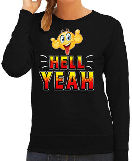 Bellatio Decorations Funny emoticon sweater Hell yeah zwart dames