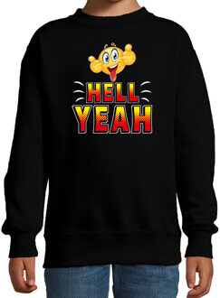 Bellatio Decorations Funny emoticon sweater Hell yeah zwart kids 12-13 jaar (152/164)