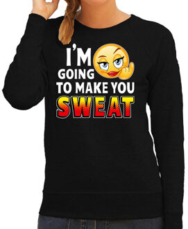 Bellatio Decorations Funny emoticon sweater I am going to make you sweat zwart dames 2XL