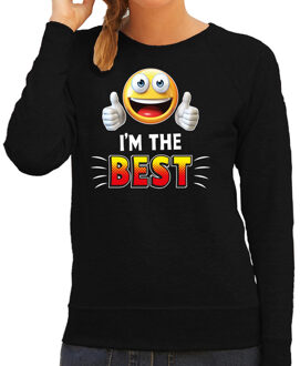 Bellatio Decorations Funny emoticon sweater I am the best zwart dames XS