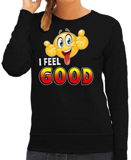 Bellatio Decorations Funny emoticon sweater I feel good zwart dames XS