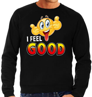 Bellatio Decorations Funny emoticon sweater I feel good zwart heren 2XL (56)