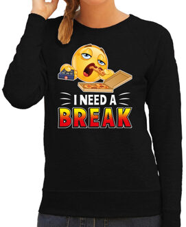 Bellatio Decorations Funny emoticon sweater I need a break zwart dames XS