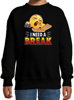 Bellatio Decorations Funny emoticon sweater I need a break zwart voor kids 12-13 jaar (152/164)