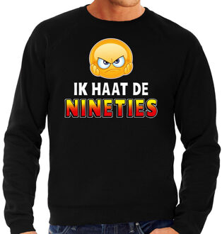 Bellatio Decorations Funny emoticon sweater Ik haat de nineties zwart heren
