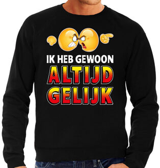 Bellatio Decorations Funny emoticon sweater Ik heb gewoon altijd gelijk zwart heren 2XL (56)