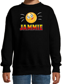 Bellatio Decorations Funny emoticon sweater jammie zwart voor kids 12-13 jaar (152/164)