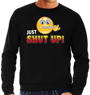 Bellatio Decorations Funny emoticon sweater Just shut up zwart heren 2XL (56)