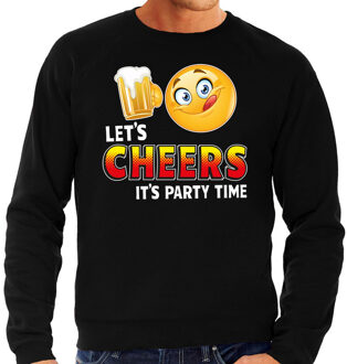 Bellatio Decorations Funny emoticon sweater Lets cheers its party time zwart heren 2XL (56)