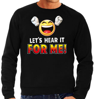 Bellatio Decorations Funny emoticon sweater Lets hear it for me zwart heren