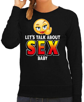 Bellatio Decorations Funny emoticon sweater Lets talk about sex baby zwart dames 2XL
