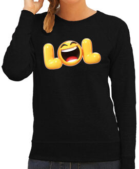 Bellatio Decorations Funny emoticon sweater LOL zwart dames 2XL