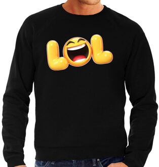 Bellatio Decorations Funny emoticon sweater LOL zwart heren 2XL (56)