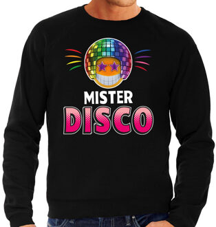 Bellatio Decorations Funny emoticon sweater Mister disco zwart heren 2XL (56)